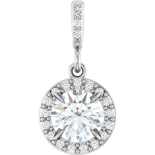 Sterling Silver 5/8 CTW Lab-Grown Diamond Halo-Style Pendant