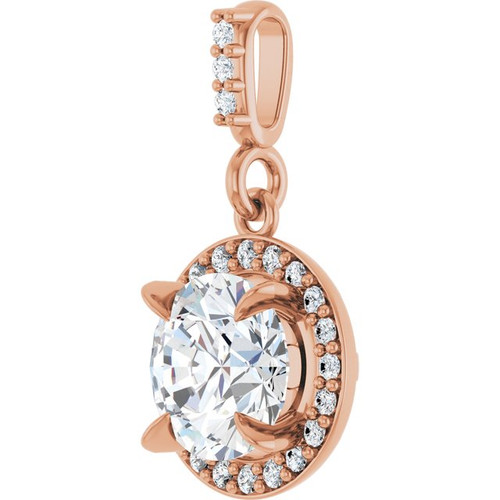 14K Rose 1 1/8 CTW Lab-Grown Diamond Halo-Style Pendant