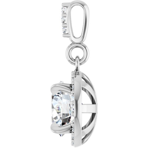 Platinum 1 1/8 CTW Lab-Grown Diamond Halo-Style Pendant