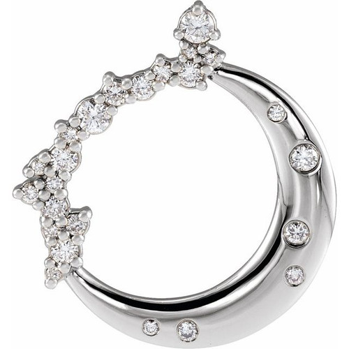 14K White 1/4 CTW Lab-Grown Diamond Crescent Moon Pendant