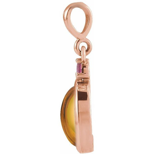 14K Rose 6x4 mm Natural Citrine & Natural Pink Tourmaline Pendant