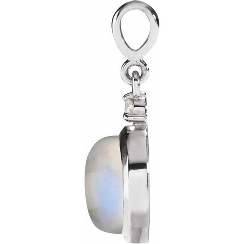 Platinum 6 mm Natural Rainbow Moonstone & .03 CT Natural Diamond Pendant