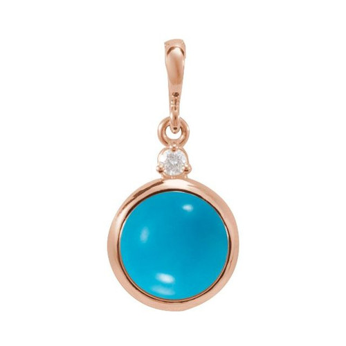 14K Rose 6 mm Natural Turquoise & .03 CT Natural Diamond Pendant