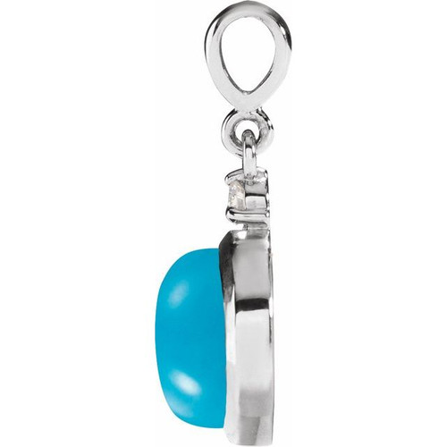 Sterling Silver 6 mm Natural Turquoise & .03 CT Natural Diamond Pendant