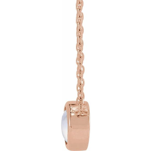 14K Rose Cabochon Natural Rainbow Moonstone Bezel-Set 18" Necklace