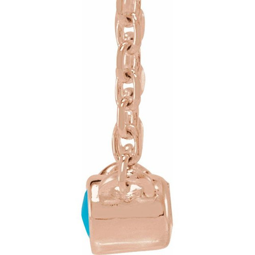 14K Rose Cabochon Natural Turquois Bezel-Set 18" Necklace