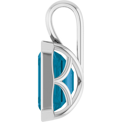 14K White Natural London Blue Topaz Pendant