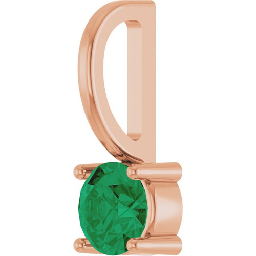 14K Rose Lab-Grown Emerald Solitaire Charm/Pendant