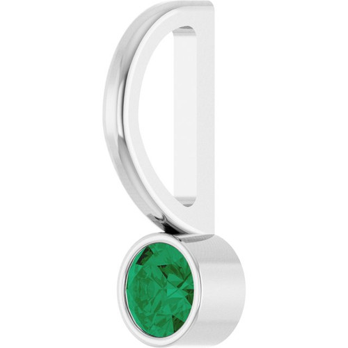 14K White Natural Emerald Charm/Pendant