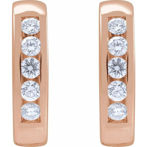 14K Rose 1/3 CTW Natural Diamond 14 mm Hinged Hoop Earrings