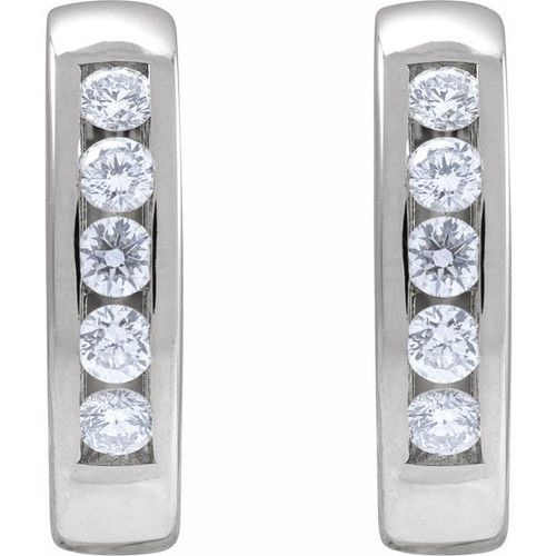 Platinum 1/3 CTW Natural Diamond 14 mm Hinged Hoop Earrings