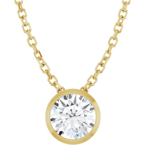 14K Yellow 1/2 CT Natural Diamond Bezel-Set 16-18" Necklace