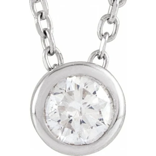 Platinum 3/4 CT Natural Diamond Bezel-Set 16-18" Necklace