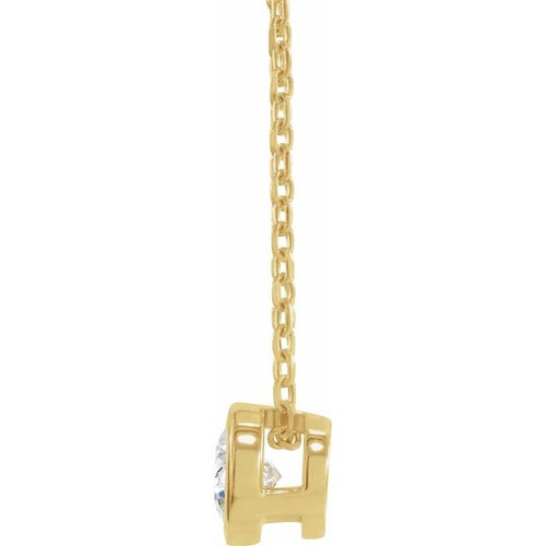 14K Yellow 1/4 CT Lab-Grown Diamond Bezel-Set 16-18" Necklace