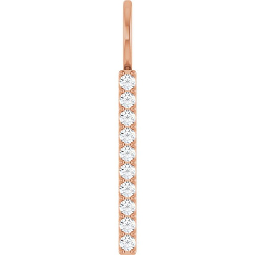 14K Rose 1/6 CTW Lab-Grown Diamond Bar Charm/Pendant