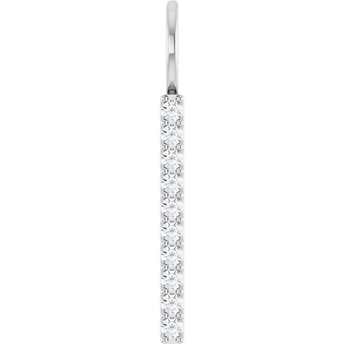 14K White 1/6 CTW Lab-Grown Diamond Bar Charm/Pendant