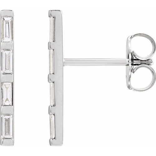 Sterling Silver 1/6 CTW Natural Diamond Bar Earrings
