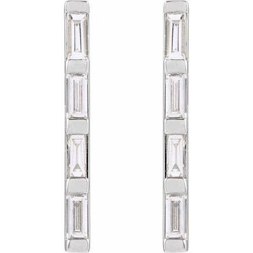 Sterling Silver 1/6 CTW Natural Diamond Bar Earrings
