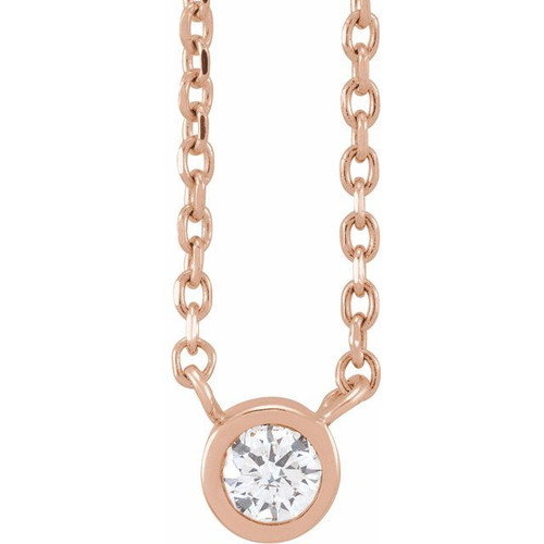 14K Rose 1/6 CT Natural Diamond 16-18" Necklace