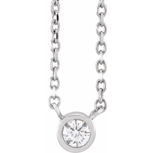 14 Karat White Gold Natural Diamond Necklace 1/6 CT, 16-18 Inch - $1,076