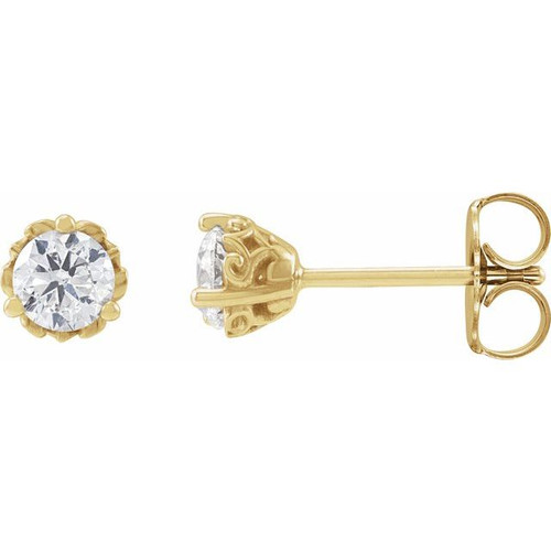 14K Yellow 3/8 CTW Natural Diamond Vintage-Inspired Earrings