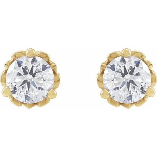 14K Yellow 3/8 CTW Natural Diamond Vintage-Inspired Earrings