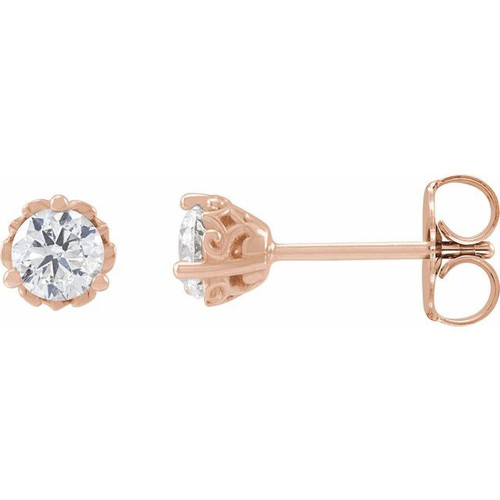 14K Rose 3/8 CTW Natural Diamond Vintage-Inspired Earrings