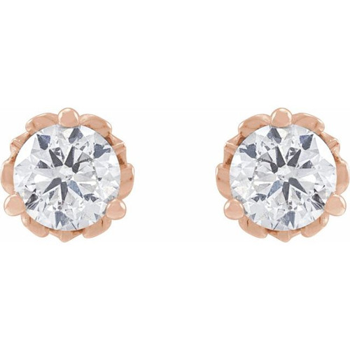 14K Rose 3/8 CTW Natural Diamond Vintage-Inspired Earrings