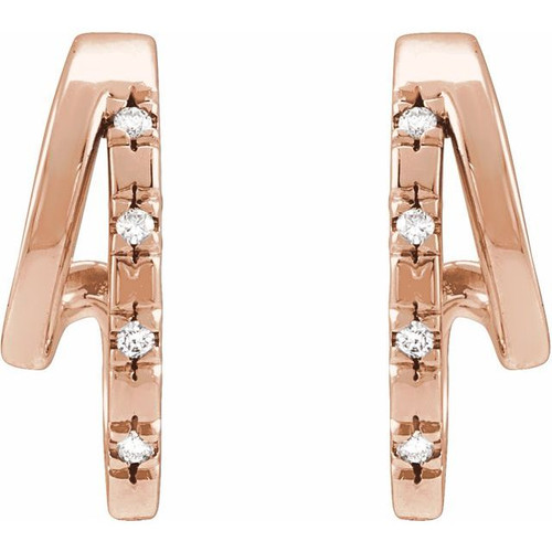 14K Rose .05 CTW Natural Diamond Hoop Earrings