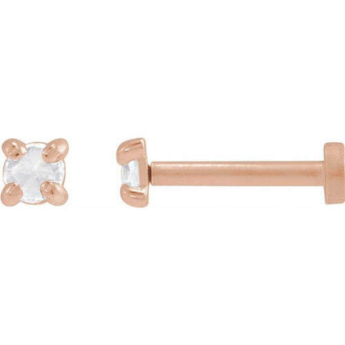 14K Rose .04 CT Rose-Cut Natural Diamond Press Fit Back Stud Earring