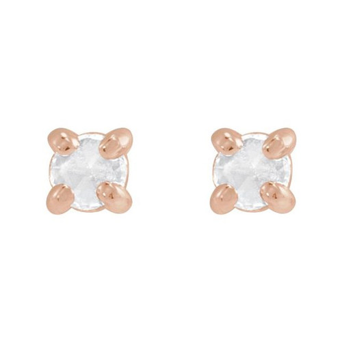 14K Rose .04 CT Rose-Cut Natural Diamond Press Fit Back Stud Earring