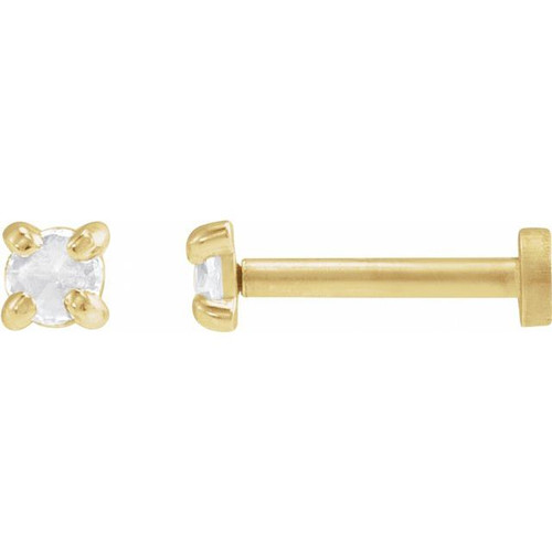 14K Yellow .04 CT Rose-Cut Natural Diamond Press Fit Back Stud Earring