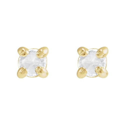 14K Yellow .04 CT Rose-Cut Natural Diamond Press Fit Back Stud Earring
