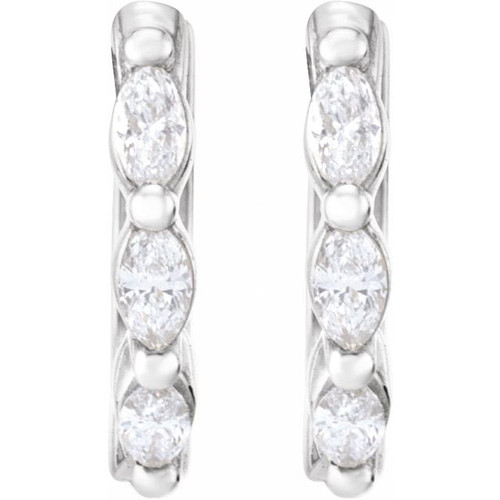 Sterling Silver 1/10 CTW Natural Diamond 10 mm Hoop Earrings