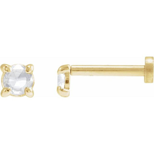 14K Yellow .06 CT Rose-Cut Natural Diamond Press Fit Back Stud Earring