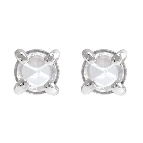 14K White 1/6 CT Rose-Cut Natural Diamond Press Fit Back Stud Earring