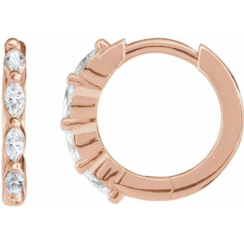 14K Rose 1/6 CTW Natural Diamond 12 mm Hoop Earrings