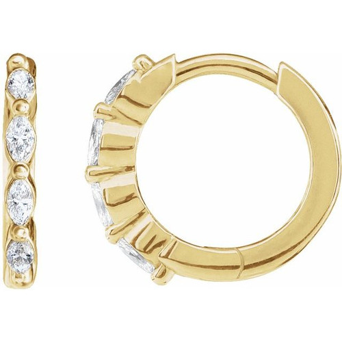 14K Yellow 1/6 CTW Natural Diamond 12 mm Hoop Earrings