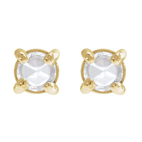 14K Yellow 1/6 CT Rose-Cut Natural Diamond Press Fit Back Stud Earring