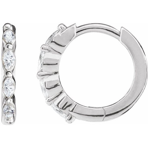 Platinum 1/6 CTW Natural Diamond 12 mm Hoop Earrings