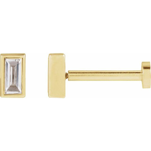 14K Yellow .07 CT Natural Diamond Press Fit Back Stud Earring 