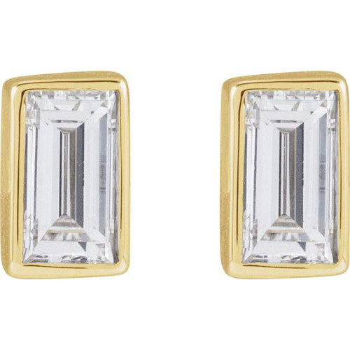 14K Yellow 1/8 CT Natural Diamond Press Fit Back Stud Earring 