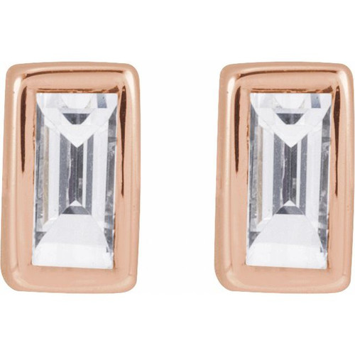 14K Rose .05 CT Natural Diamond Press Fit Back Stud Earring 