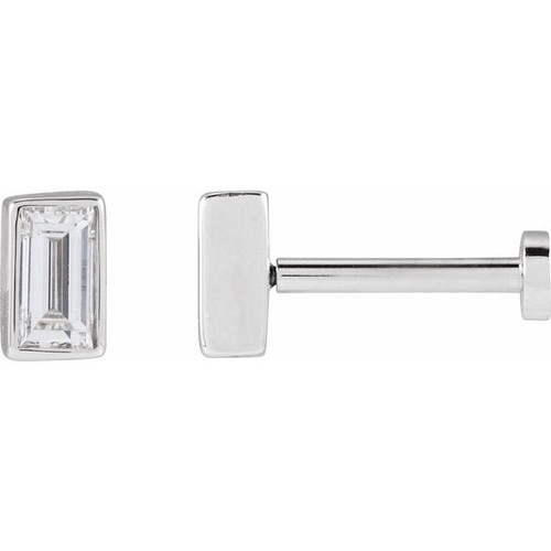 14K White 1/8 CT Natural Diamond Press Fit Back Stud Earring 