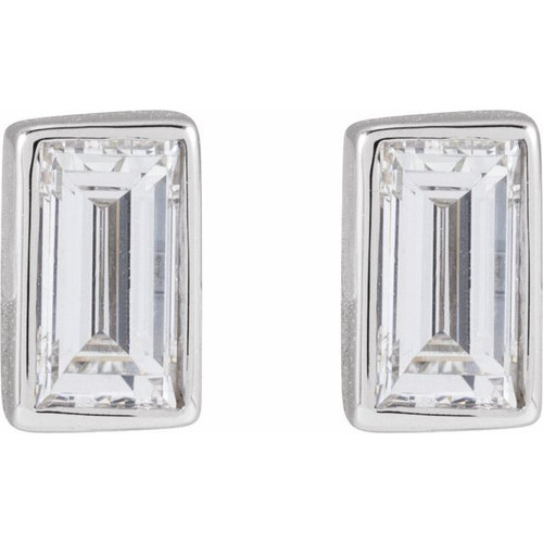 14K White 1/8 CT Natural Diamond Press Fit Back Stud Earring 
