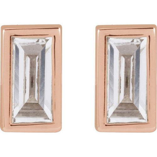 14K Rose .07 CT Natural Diamond Press Fit Back Stud Earring 