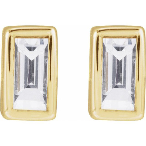 14K Yellow .05 CT Natural Diamond Press Fit Back Stud Earring 