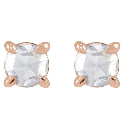 14K Rose 1/8 CT Rose-Cut Natural Diamond Press Fit Back Stud Earring
