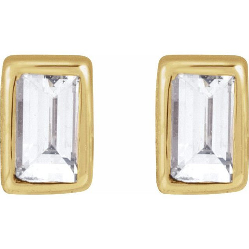 14K Yellow .04 CT Natural Diamond Press Fit Back Stud Earring 