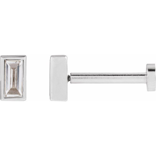 14K White .07 CT Natural Diamond Press Fit Back Stud Earring 
